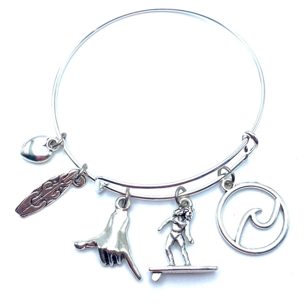 Surfer Bracelet Surf Board Shaka Charms May Be personalized